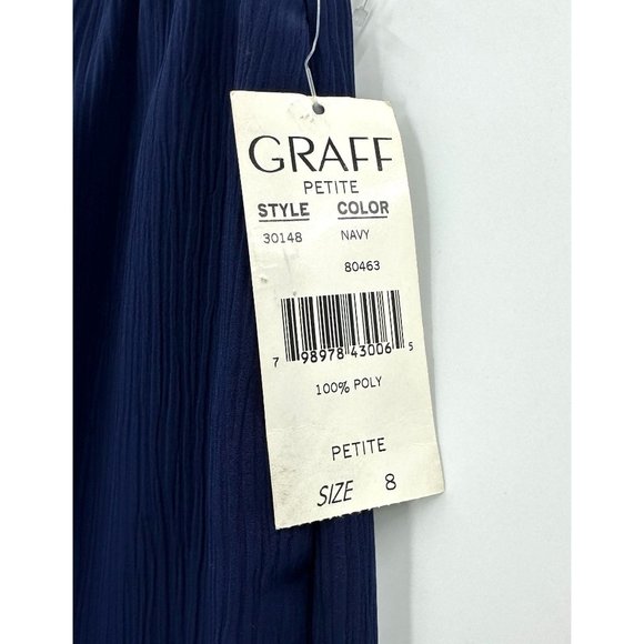 Graff Petite Skirt Womens Vintage Pull On Elastic Waist Pockets Navy Blue 8 NWT - Picture 9 of 9